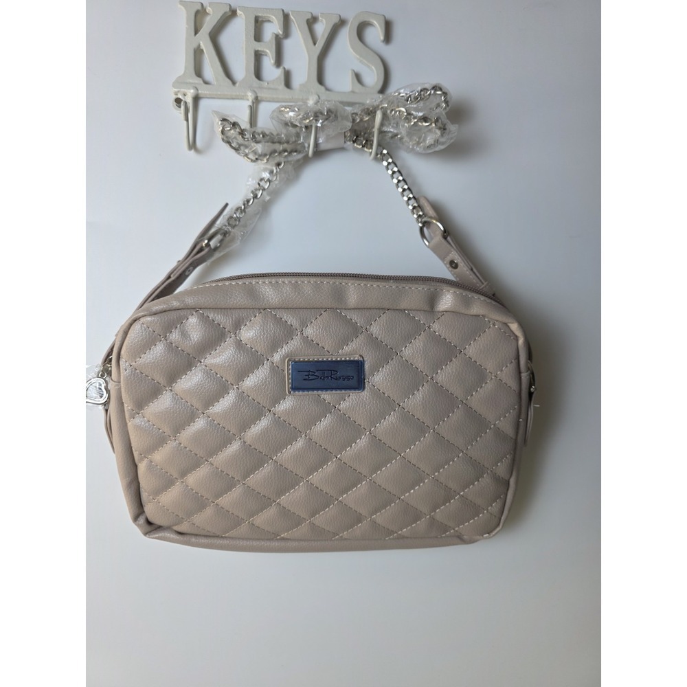 Bella Russo‎ Blush TAN  Quilted Faux Leather Crossbody Shoulder Bag Chain NWOT